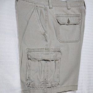 St Johns Bay Top Notch Cargo Shorts Man 42 Khaki Tan Cotton Beige 6 Pockets 008